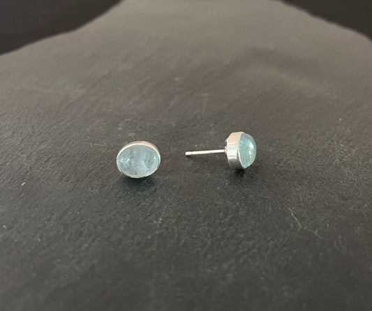 Aquamarine Oval Stud Earrings image 1