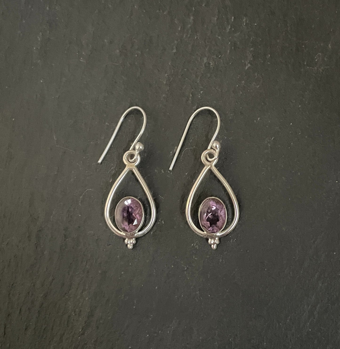 Amethyst and Silver Teardrop Earrings image 0