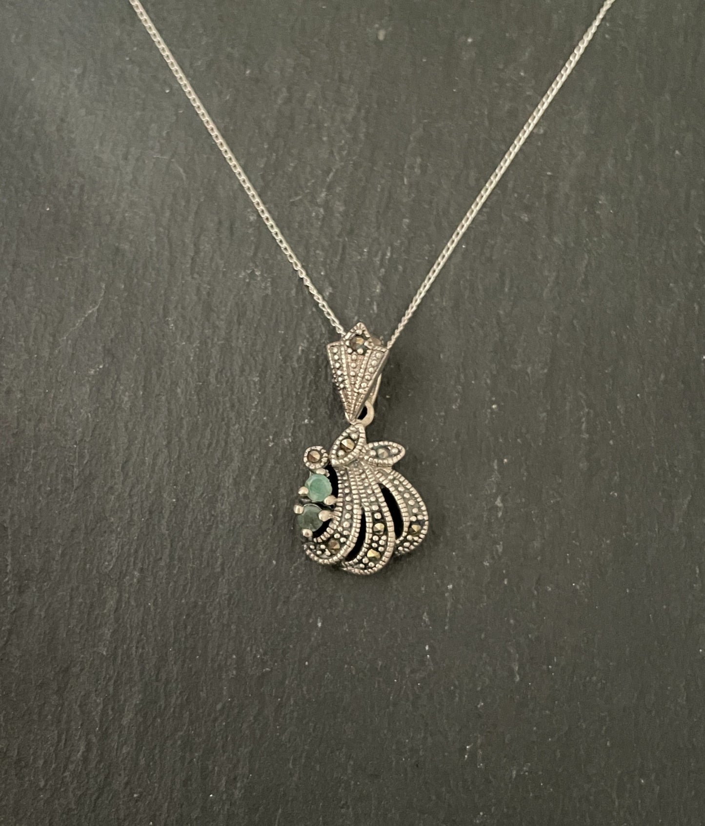 Emerald and Marcasite Pendant image 0