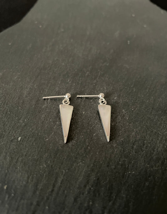 Mother of Pearl and Silver Stud Earrings image 1