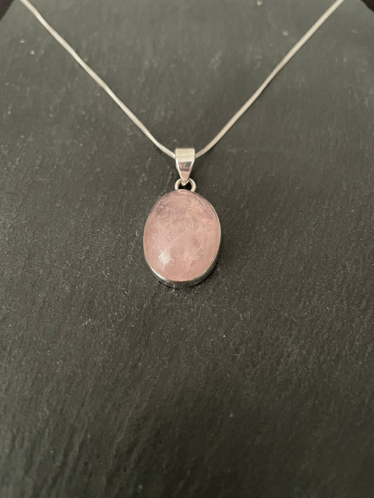 Rose Quartz Oval Pendant image 1