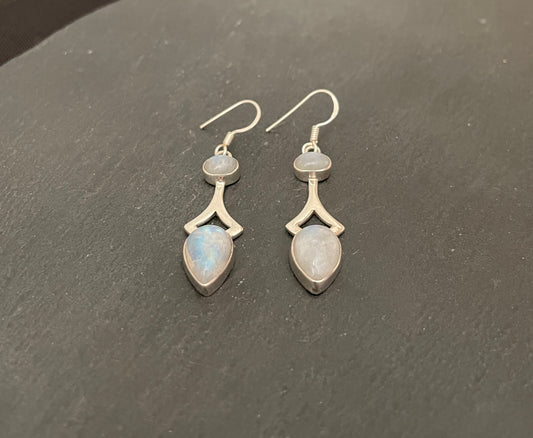Two Stone Moonstone Drop Earrings image 1