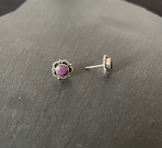 Ruby and Silver Studs image 1
