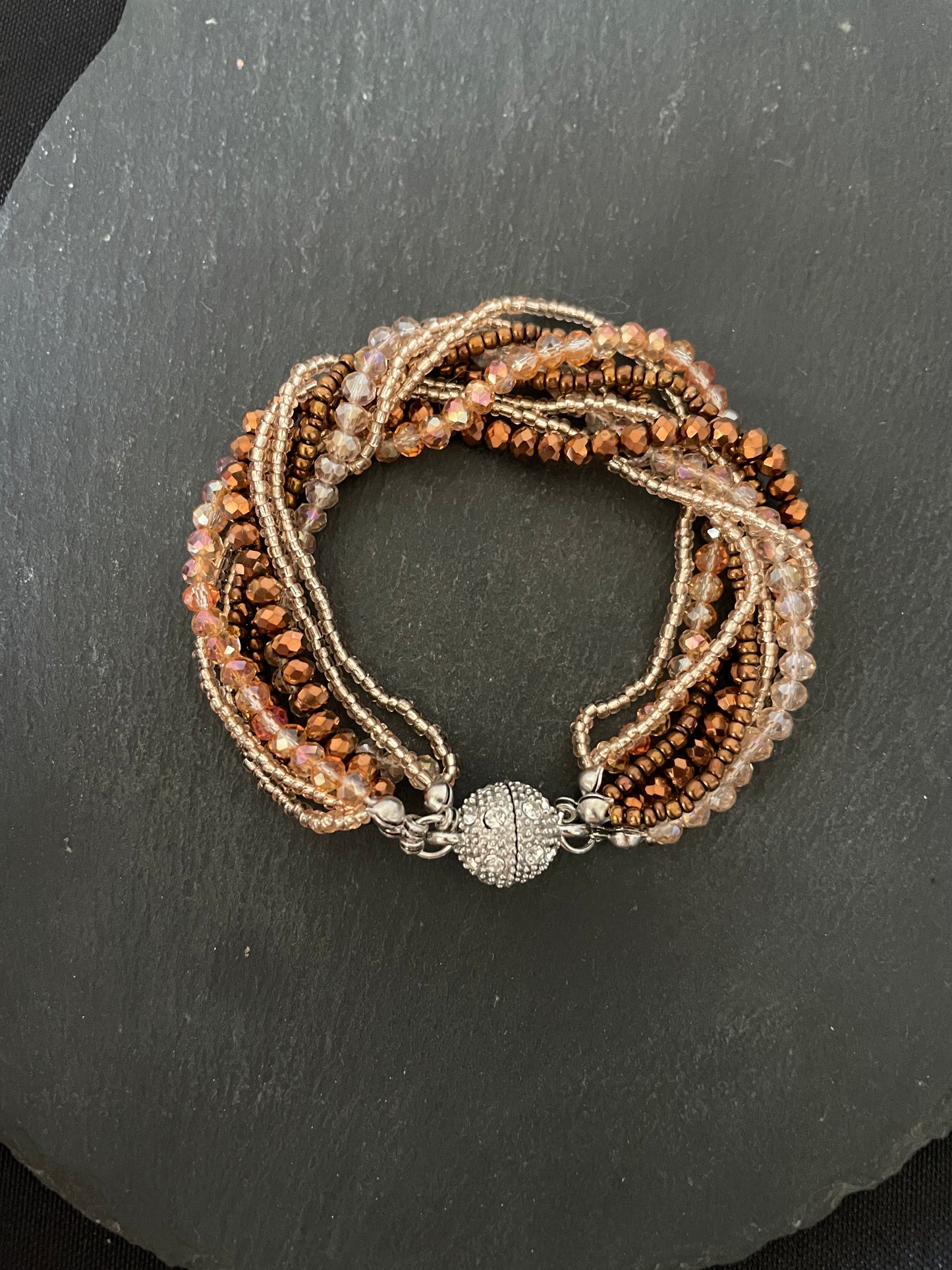 Brown Multi Row Coloured Round Bead Bracelet image 3