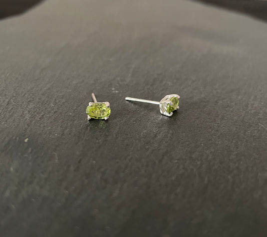 Peridot Oval Stud Earrings image 1