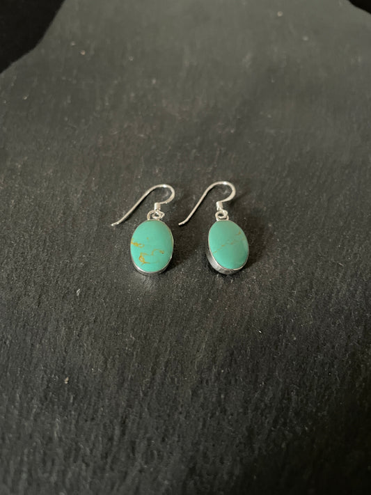 Oval Turquoise and Silver Earrings image 1
