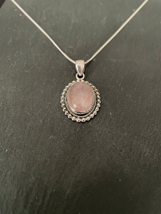 Rose Quartz Oval Pendant image 1