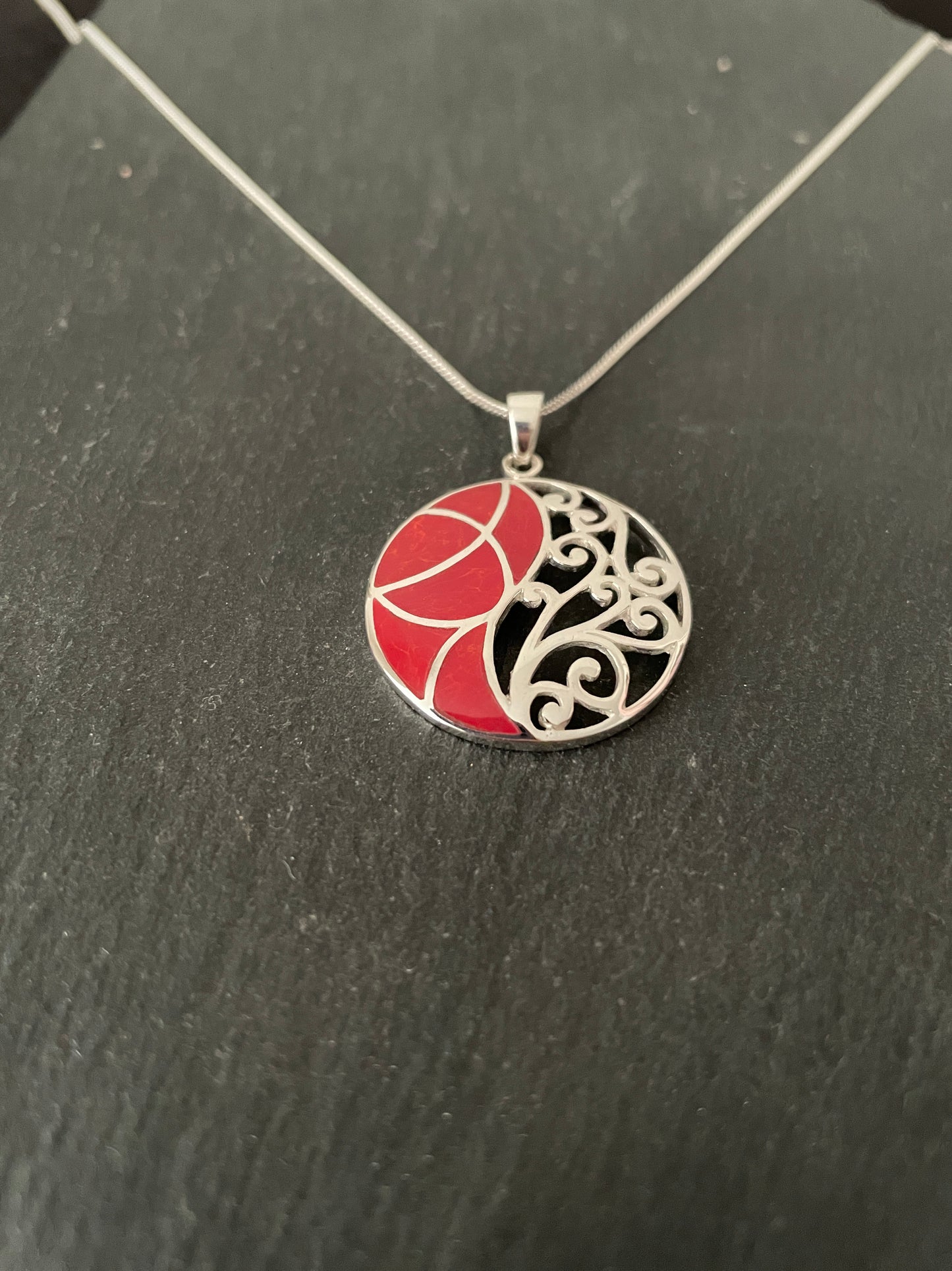 Coral and Silver Pendant image 1
