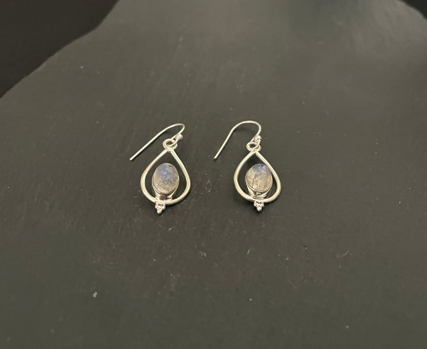 Moonstone and Silver Teardrop Earrings image 1