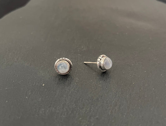 Round Moonstone Studs image 1