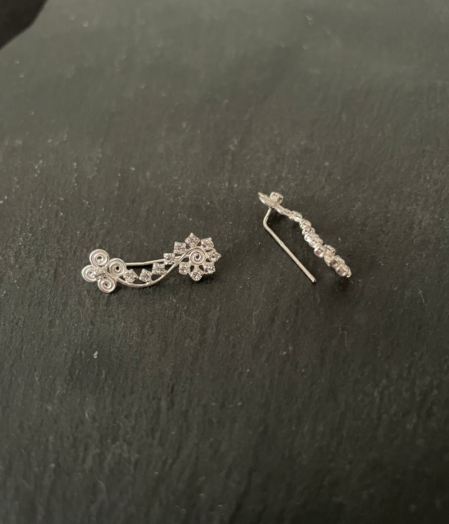 Swirl Flower Cubic Zirconia Ear Climbers image 2