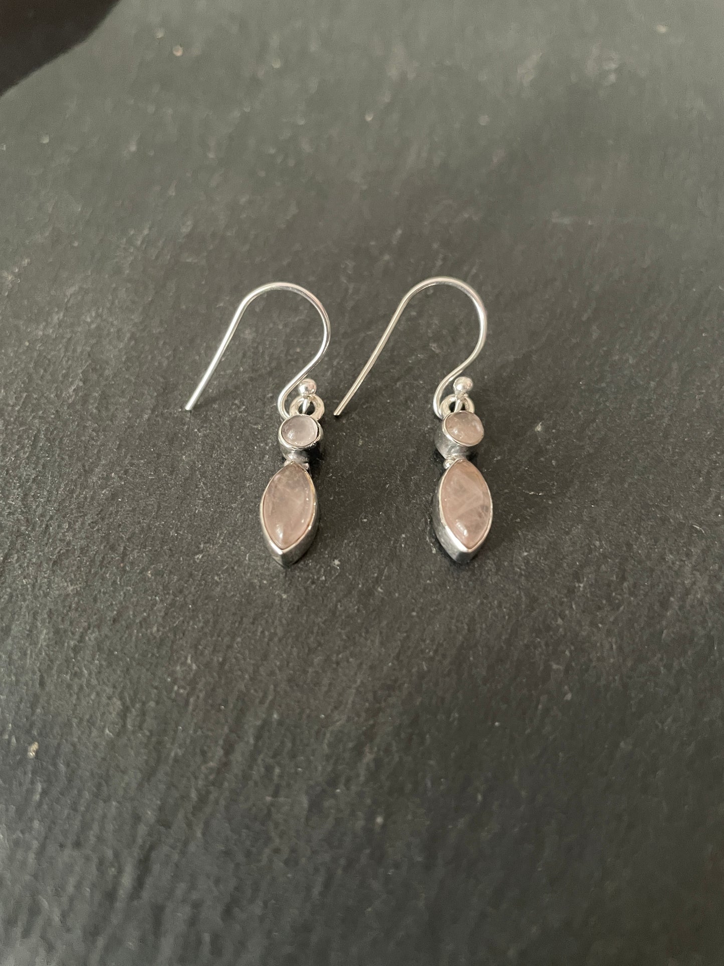 Two Stone Rose Quartz and Silver Earrings image 1