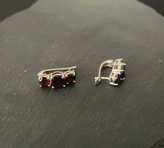 Garnet and Silver Studs image 1