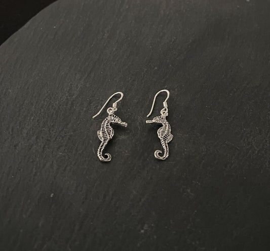 Silver Seahorse Earrings image 1