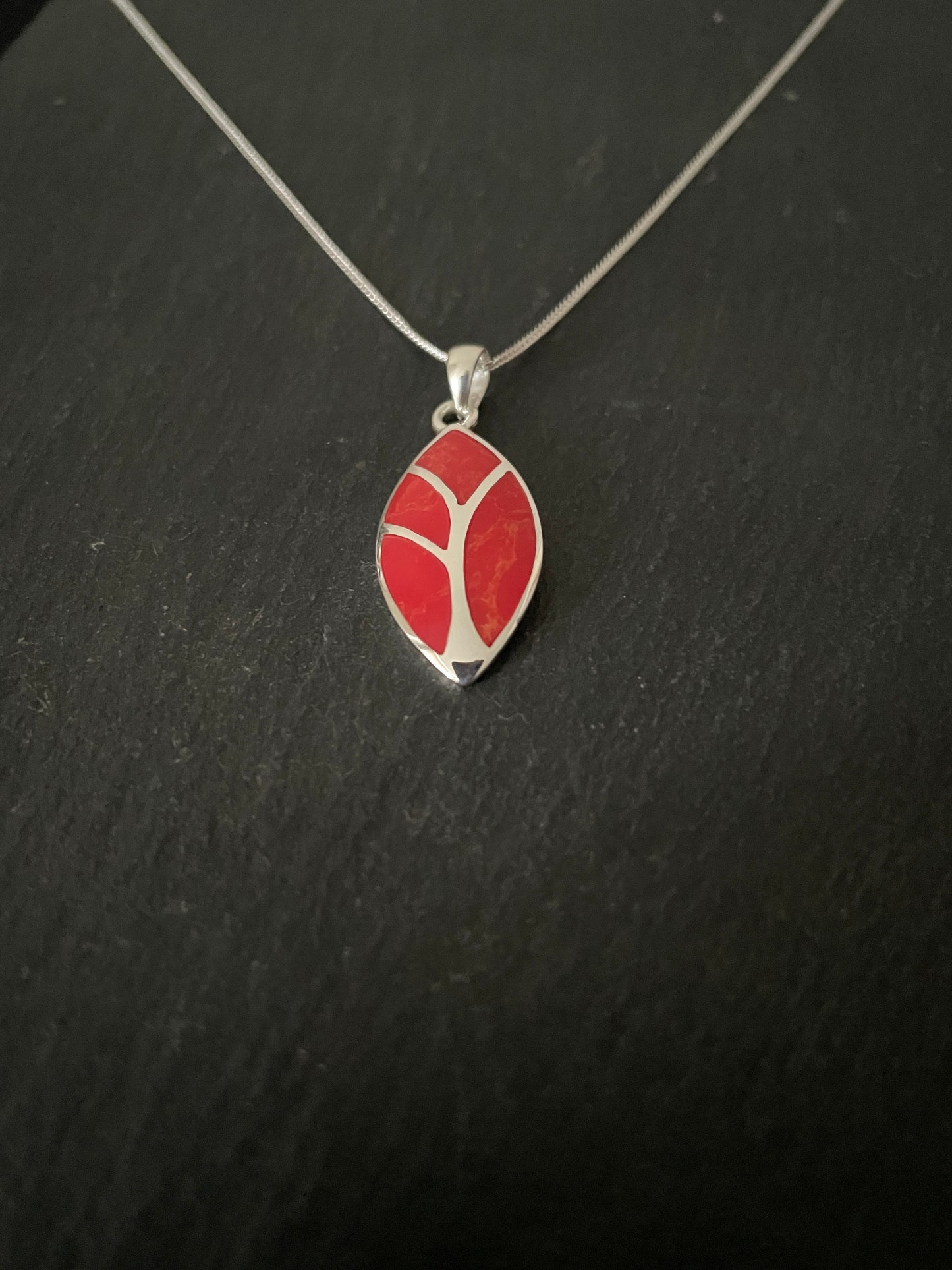 Coral and Silver Pendant image 1