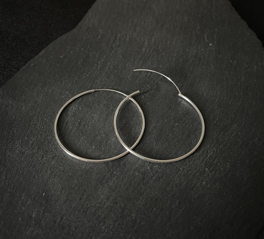 Round Silver Hoops image 1