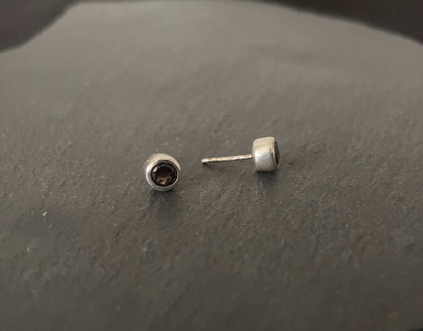 Smokey Quartz Round Studs image 1