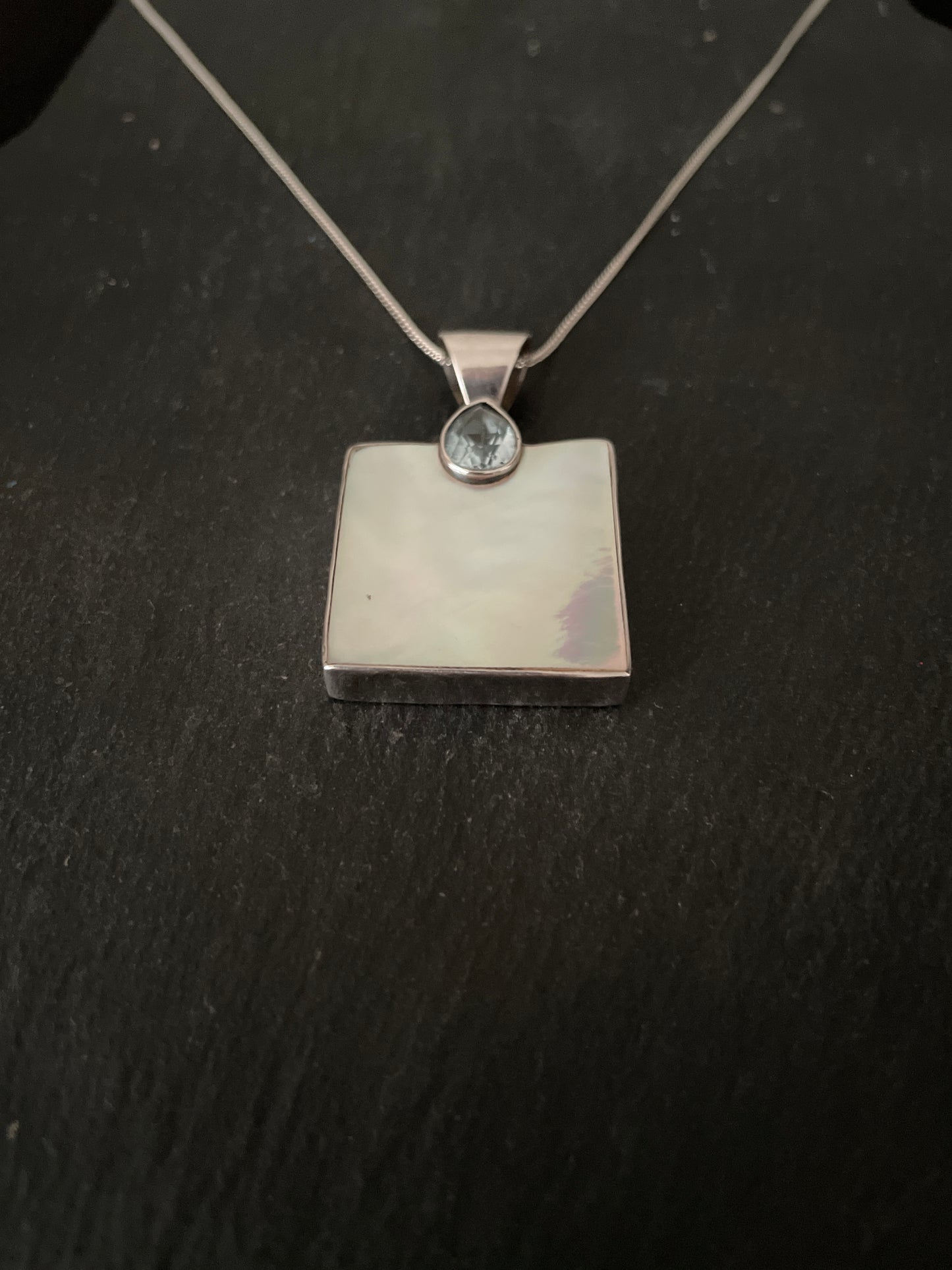 Blue Topaz and Mother of Pearl Pendant image 1