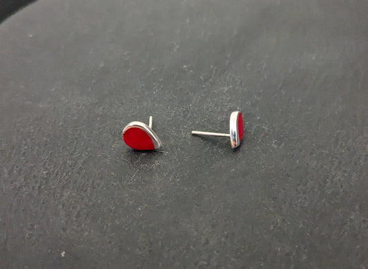 Coral Teardrop Stud Earrings image 1