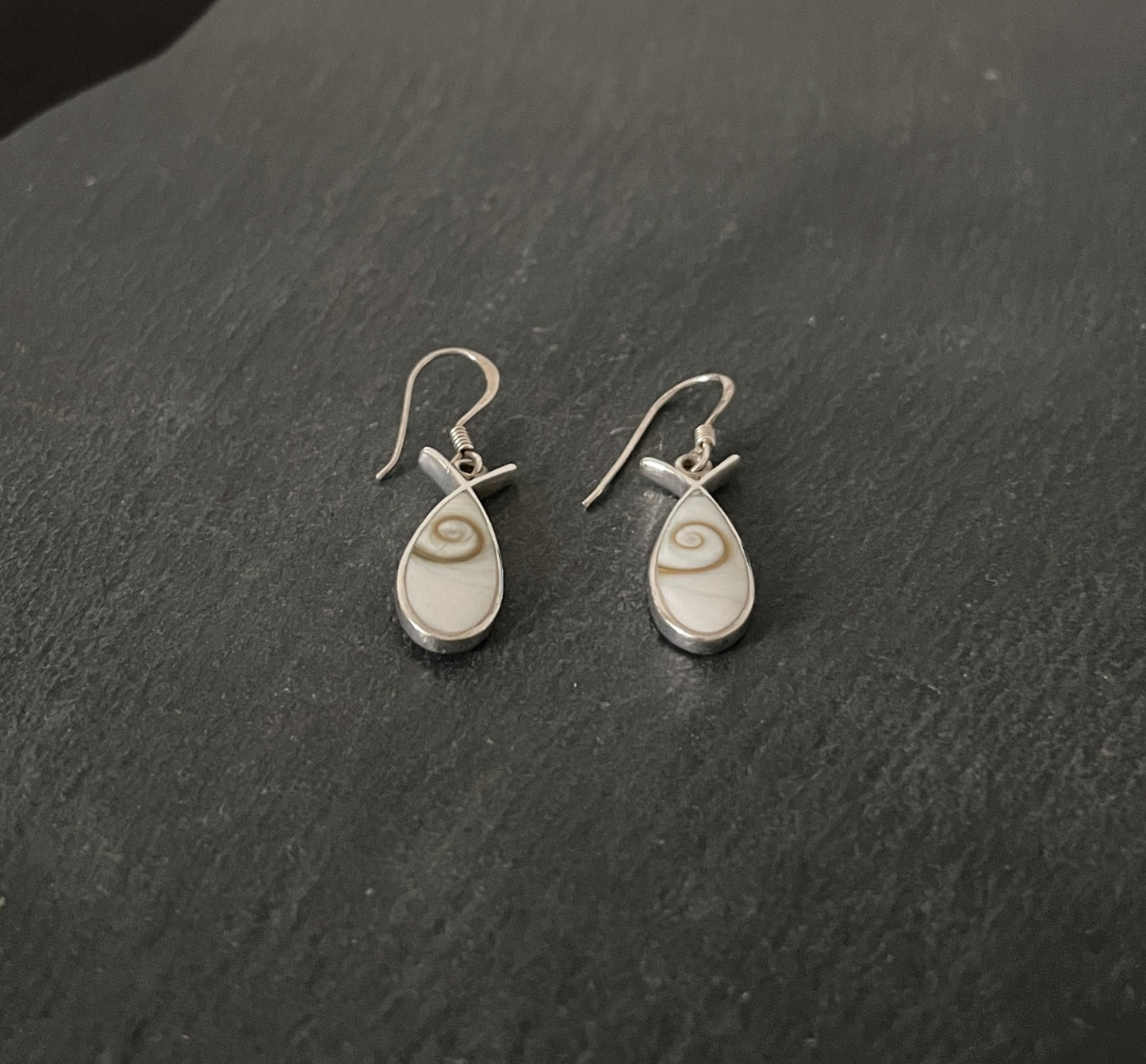 Shiva Shell and Silver Teardrop Earrings image 1