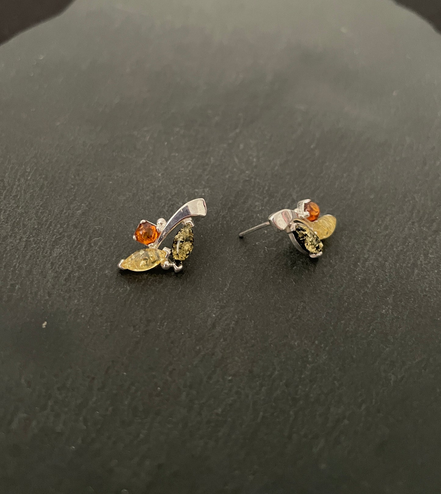 Amber and Silver Studs image 1