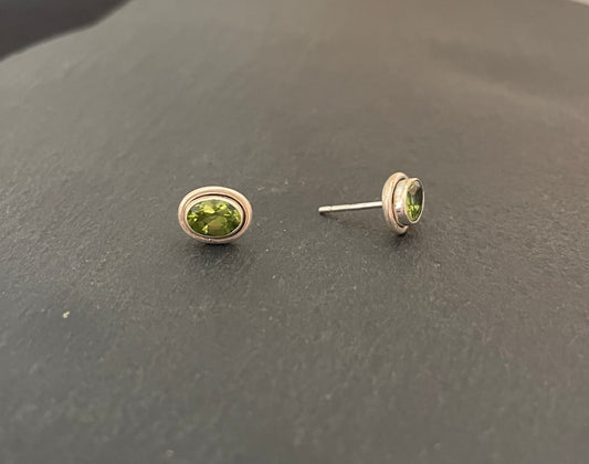 Oval Peridot Stud Earrings image 1