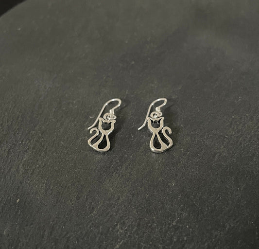 Silver Cat Earrings image 1