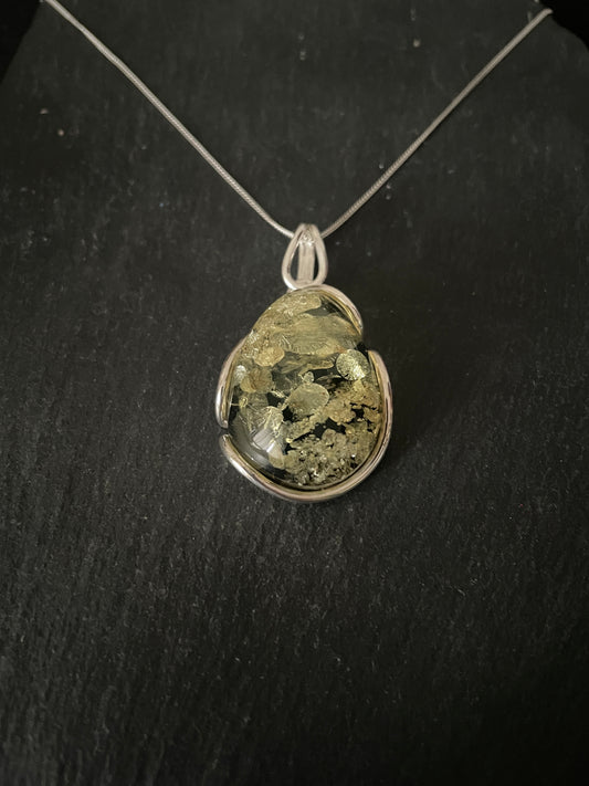 Amber Pendant with Handmade Silver Pendant image 1