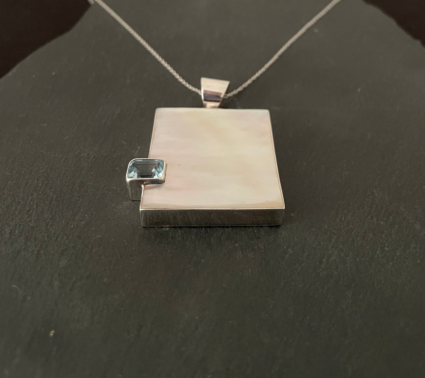 Blue Topaz and Mother of Pearl Pendant image 1