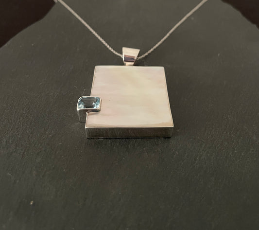 Blue Topaz and Mother of Pearl Pendant image 1