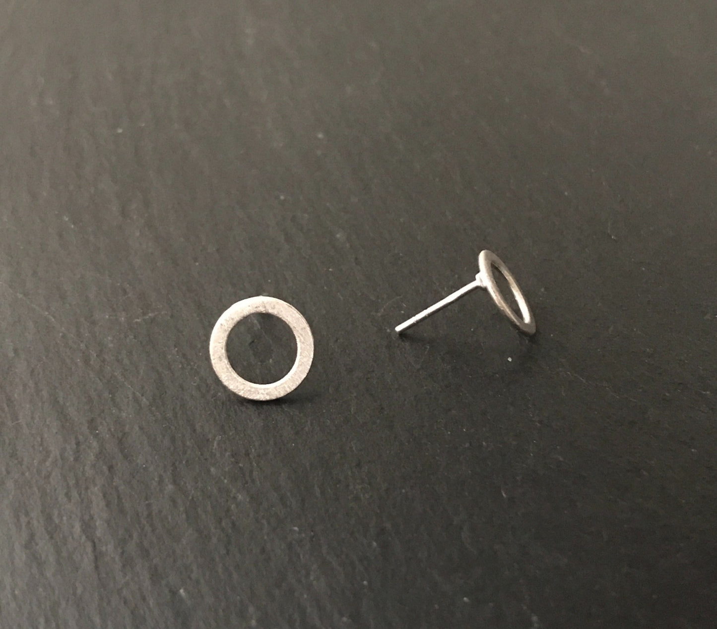 Open Round Satin Finish Silver Studs image 1