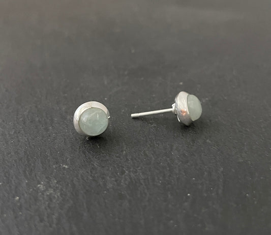 Aquamarine Round Stud Earrings image 1