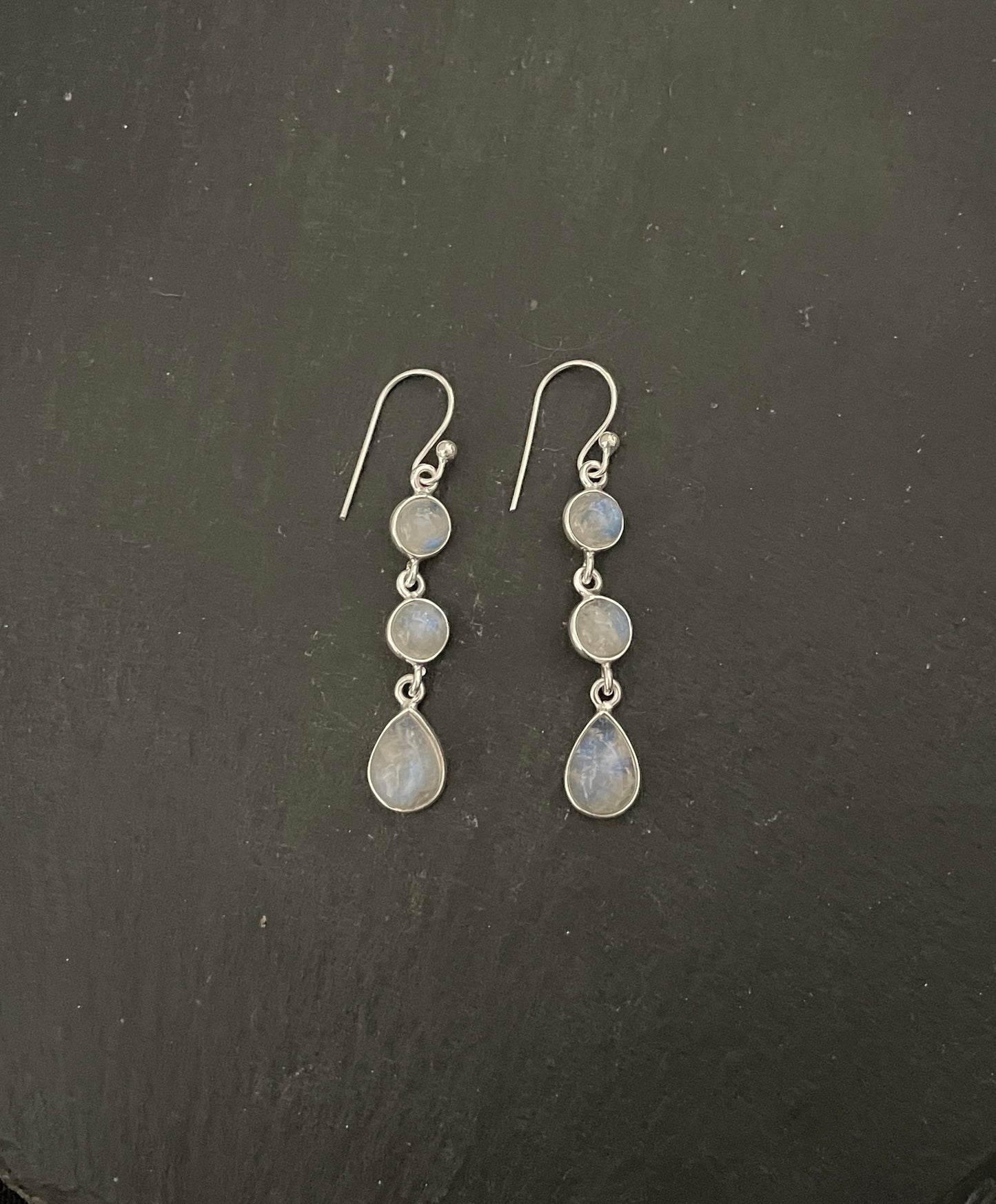 Moonstone and Silver Drop Earrings image 0