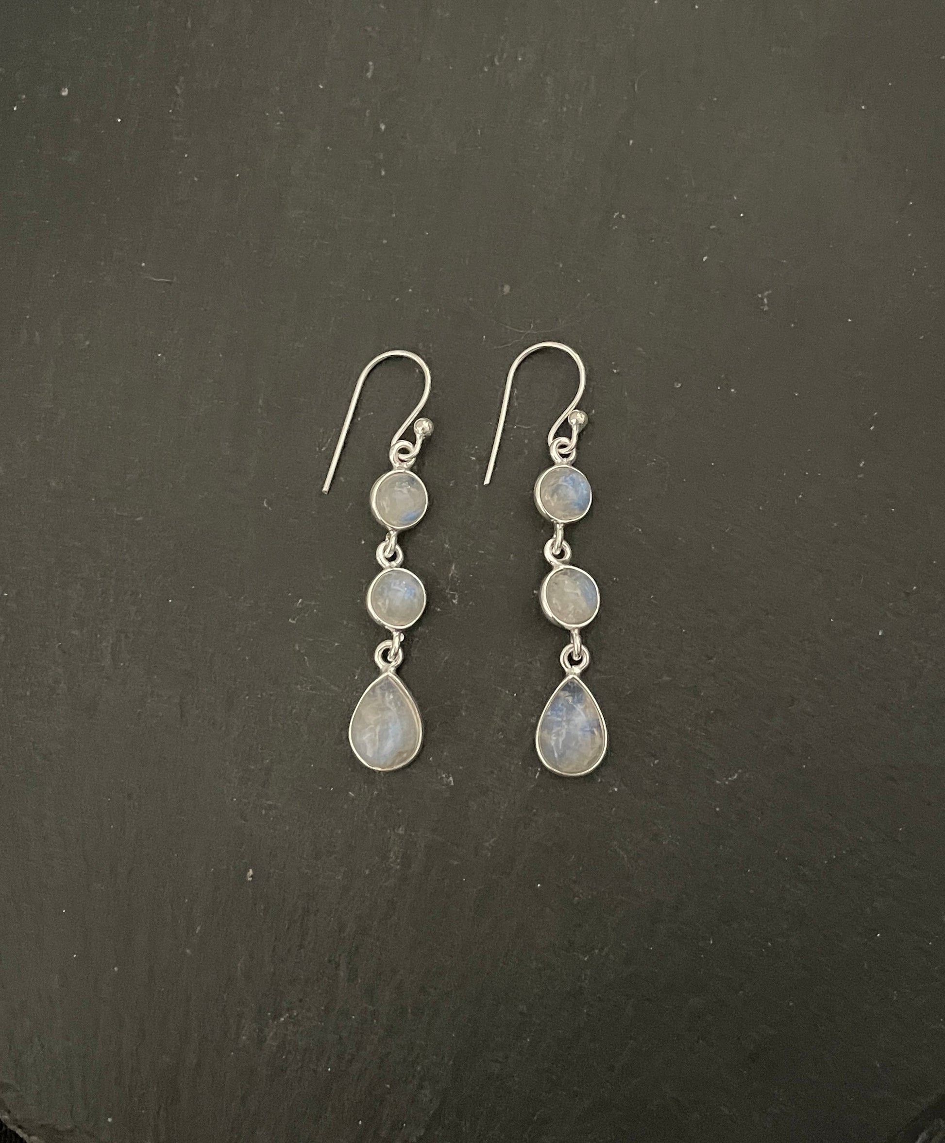 Moonstone and Silver Drop Earrings image 0