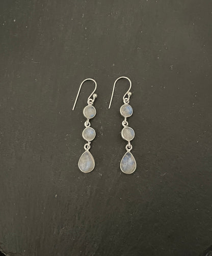 Moonstone and Silver Drop Earrings image 0