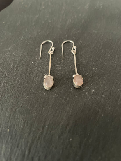 Rose Quartz and Silver Earrings image 1