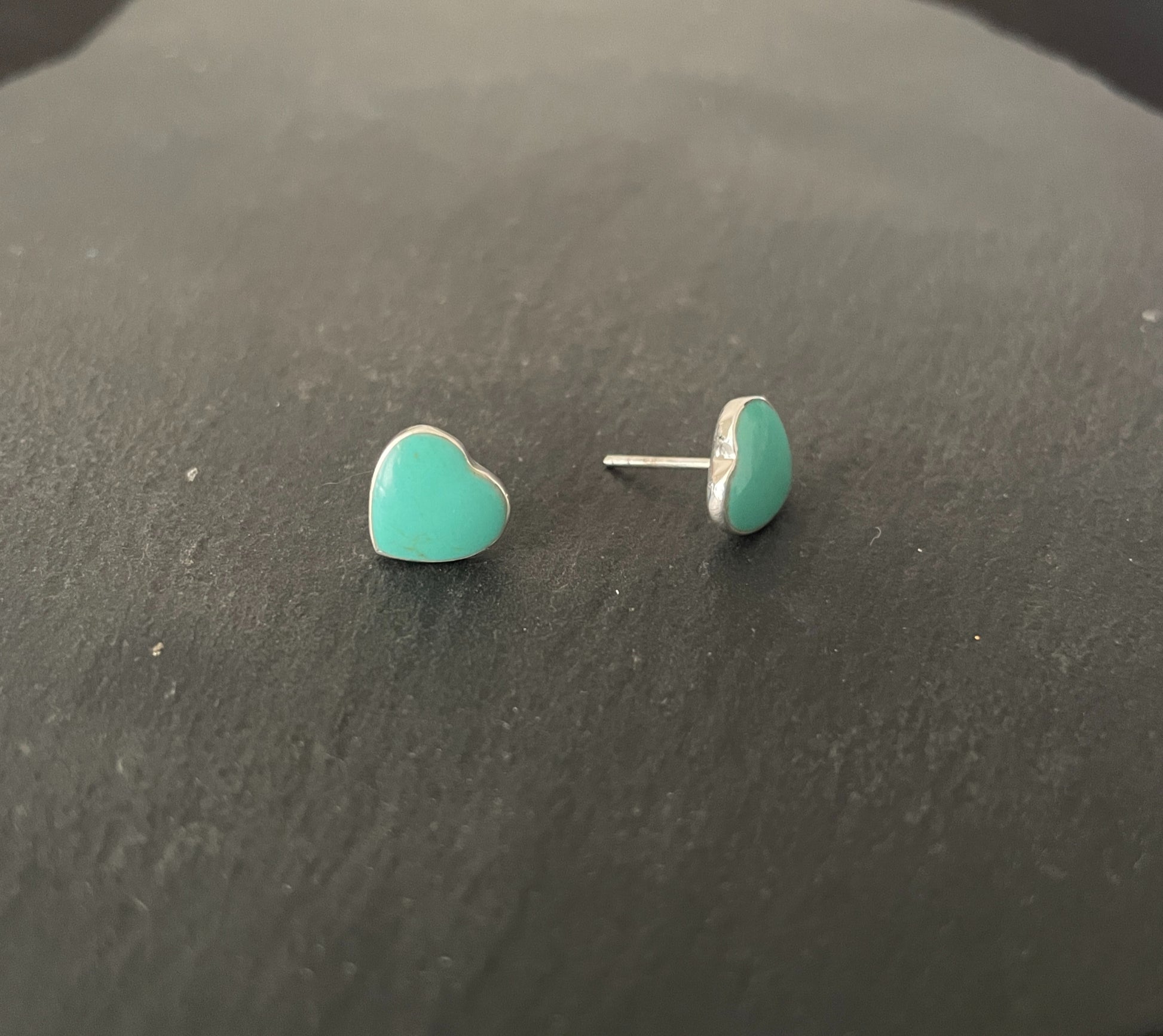 Turquoise Heart Stud Earrings image 1