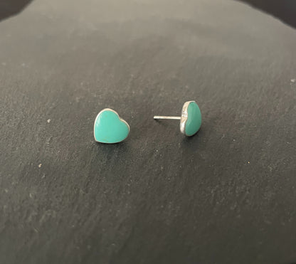Turquoise Heart Stud Earrings image 1