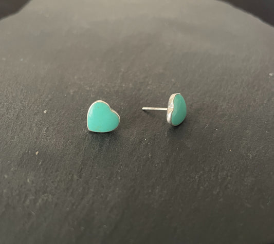Turquoise Heart Stud Earrings image 1
