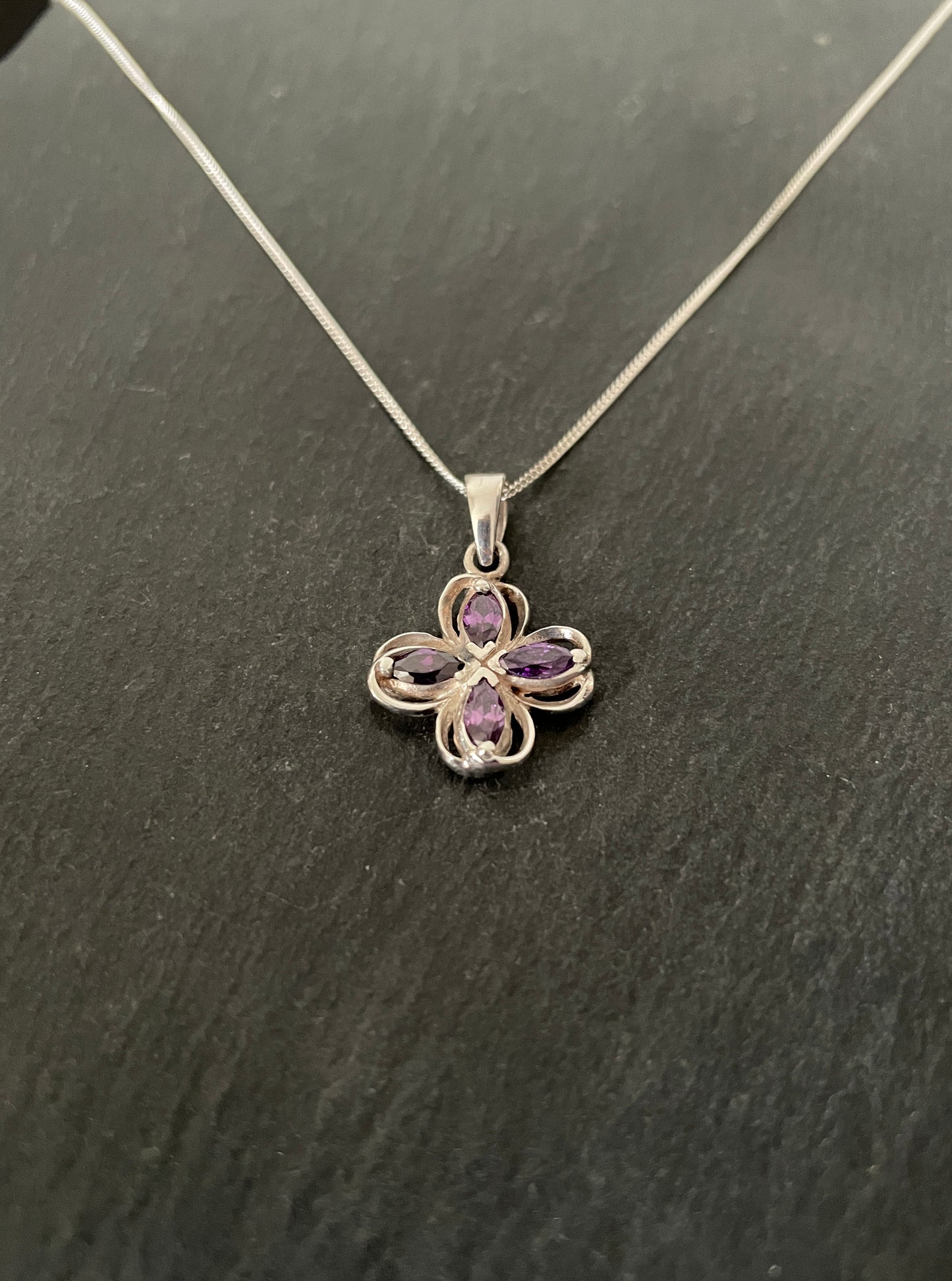 Coloured Cubic Zirconia Flower Pendant image 1