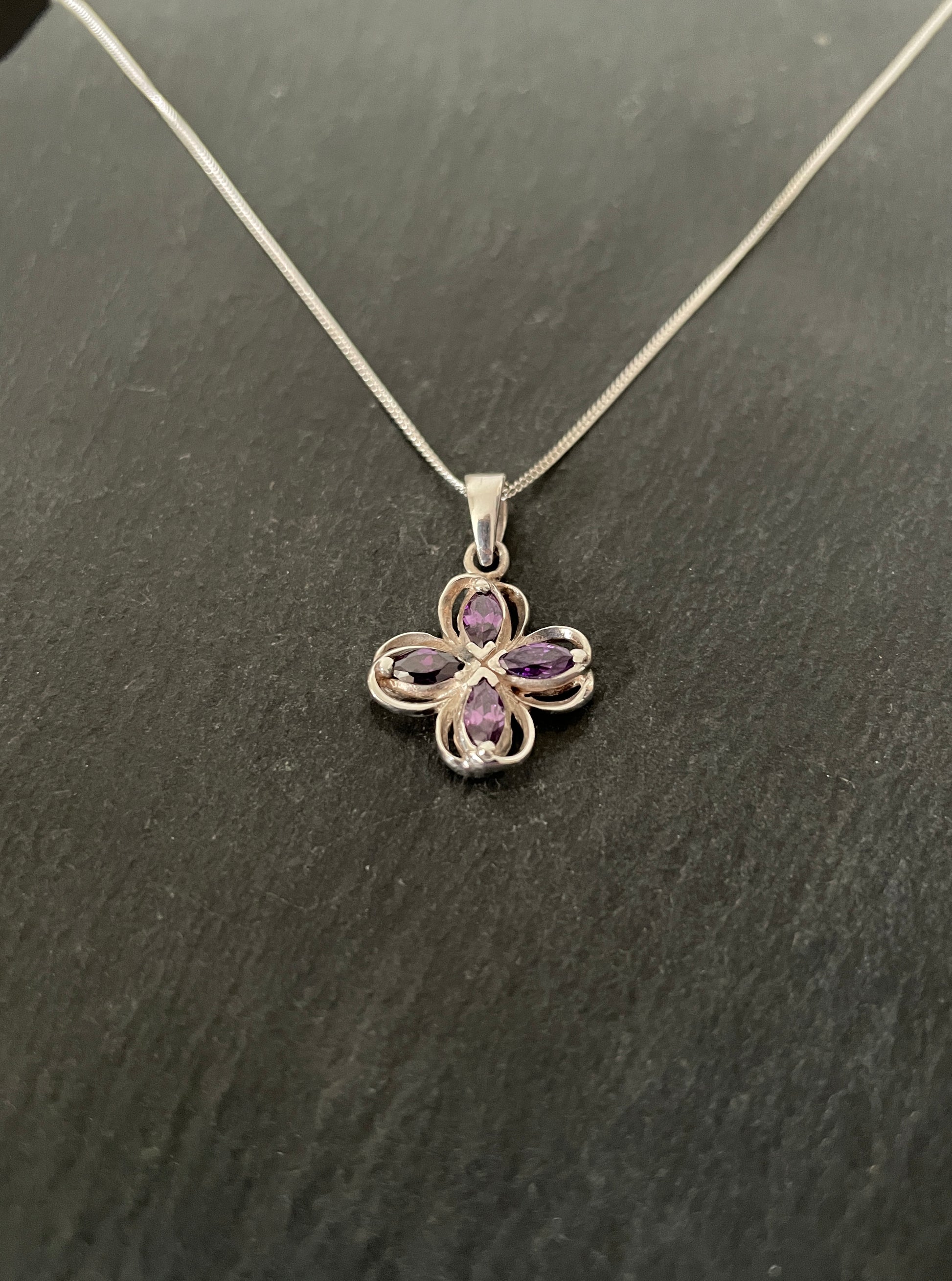 Coloured Cubic Zirconia Flower Pendant image 1
