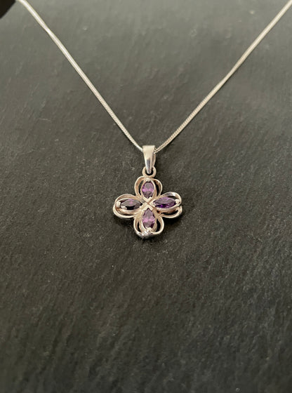 Coloured Cubic Zirconia Flower Pendant image 1