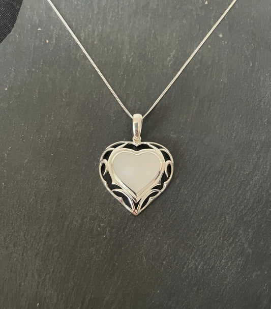 Mother of Pearl and Silver Heart Pendant image 0
