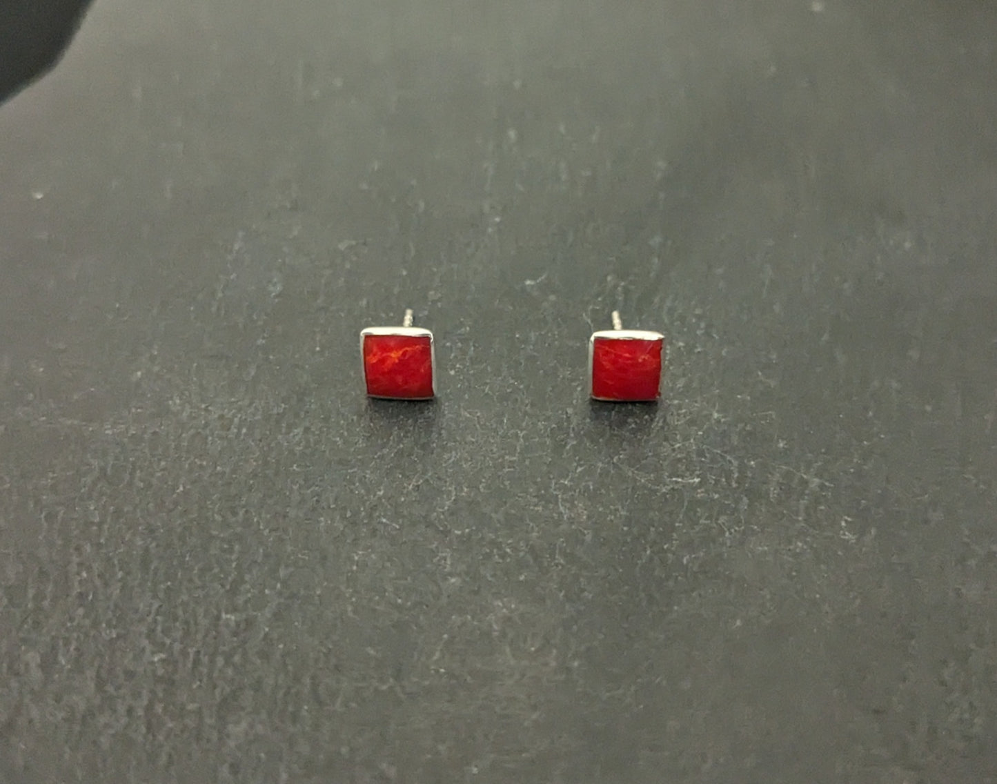 Coral Square Stud Earrings image 0