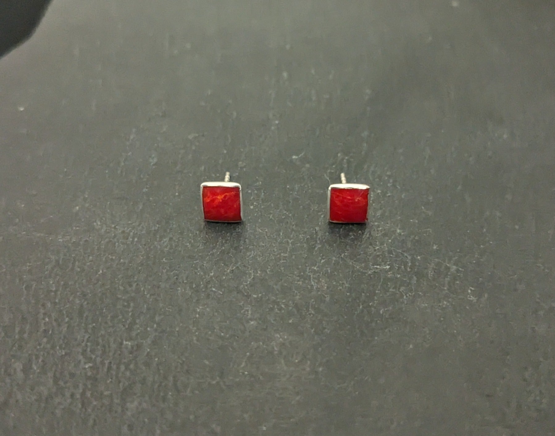 Coral Square Stud Earrings image 0