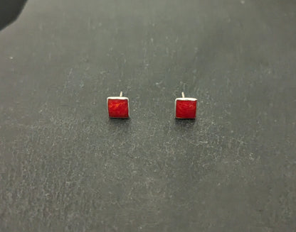 Coral Square Stud Earrings image 0