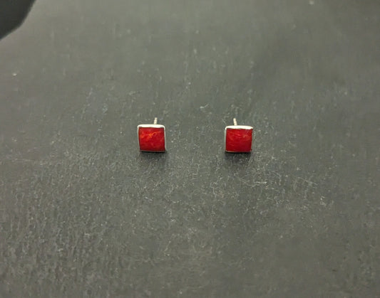 Coral Square Stud Earrings image 0