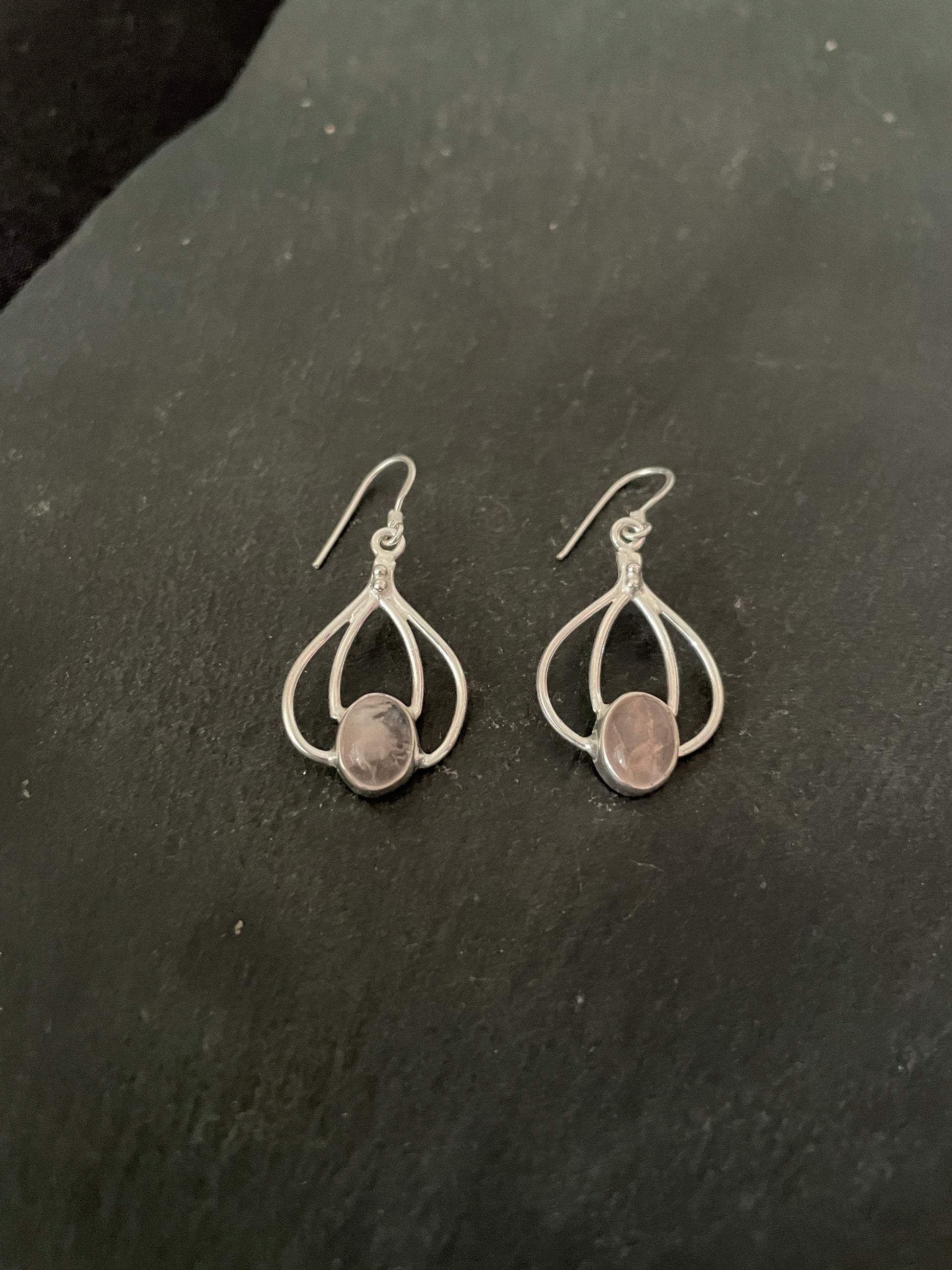 Rose Quartz and Silver Earrings image 1