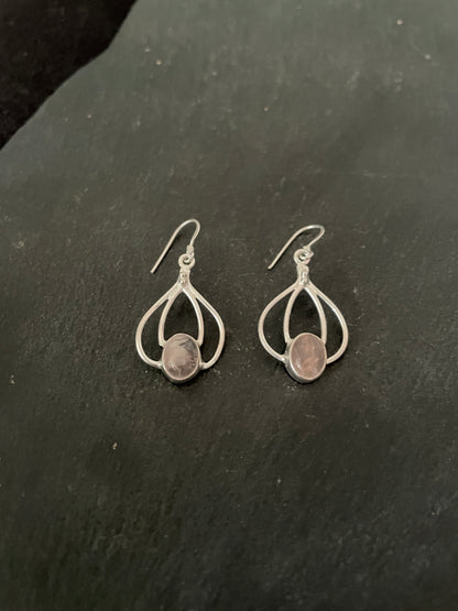 Rose Quartz and Silver Earrings image 1