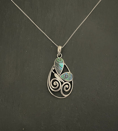Paua Shell and Silver Butterfly Pendant image 0